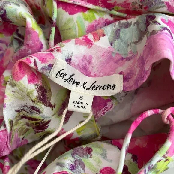 For Love & Lemons Paulina Mini Dress Small Short Lace Up Romantic Feminine NWT - Picture 10 of 12